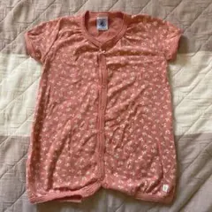 プチバトー 半袖 プリントショートロンパース フラワー 6m 67cm