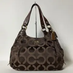 2510-371｜美品｜コーチ オプアート ハンドバッグ ダークブラウン