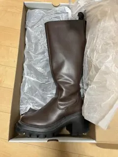 ロングブーツ 厚底 ブラウン