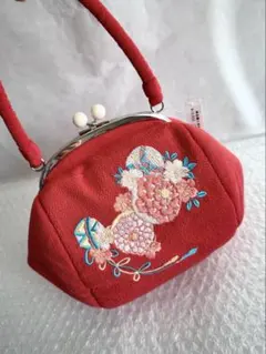 b02 未使用 縮緬 がま口 手提げバッグ 和装 バッグ 卒業式 振袖 成人式