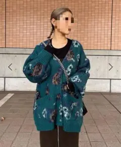 JEANASIS 5G 完売品！フラワーラメフェザーVカーディガン