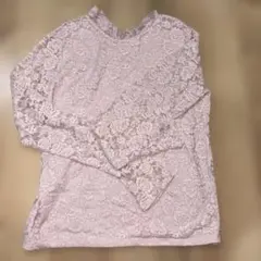 レース長袖シャツ 薄いピンク Fサイズ