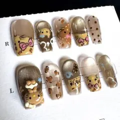 猫デザイン ネイルチップ 10個セット