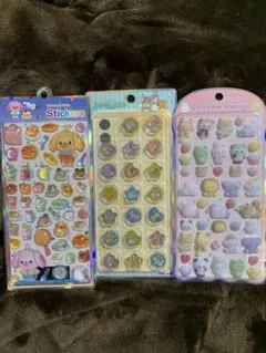 おはじきシール　コットンパフィーシール　ぷっくりシール　3枚セット