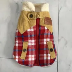 犬用コート 赤 チェック柄 フリース