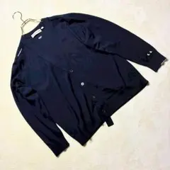 アニヤハインドマーチ × ユニクロ ウール100% カーディガン ネイビー L