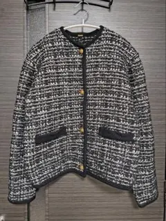 ミラオーウェン　ツイードノーカラージャケット 金ボタン