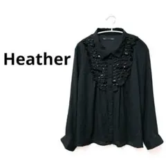 Heather ヘザー【F】シフォンブラウス 綺麗め ビジュー ブラック