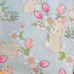 9/23限りSALE　うさぎ柄　水色　コットンプリント