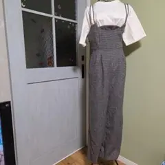 リリーブラウン　サロペット　千鳥格子　チェック　リボン