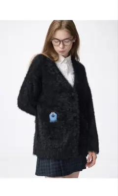 スンスン GUコラボ 刺繍 ブラックカーディガン