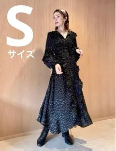 スナイデル S 限定 ロングワンピース 長袖 ドットワンピース 黒 snidel