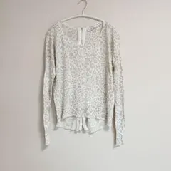 ✧値下げ大歓迎✧白×ベージュ レオパードニット【S】