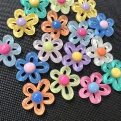 【人気】お花 フラワー クリア カボション デコパーツ 10個