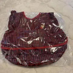 新品未使用タグ付食事エプロン familiar スタイ チェック ベビーエプロン