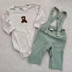 ◼︎美品◼︎ petit main ロンパース＆サスペンダー付きパンツ