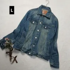 2091ꕤデニムジャケット Gジャン【L】ブルー カジュアル ヴィンテージ