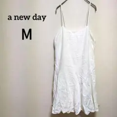 a new day【М】キャミワンピース 白/ホワイト リネン混 古着