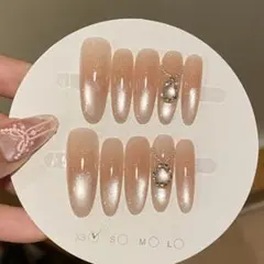 ベージュ系グラデーションネイルチップ マグネットキラキラ　ロング