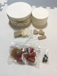 【再利用品】クレイケーキ　ピック　フルーツ　セット