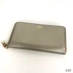 GUCCI グッチ 長財布 ラウンドファスナー レザー シルバー バンブー