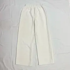 ホワイト ワイドパンツ スラックス ウエストゴム きれいめ カジュアル ミニマル