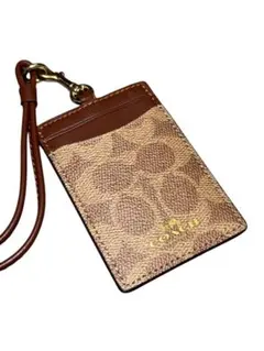 COACH カードケース パスケース ブラウン コーチ シグネチャー 柄
