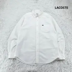 LACOSTE 長袖シャツ ボタンダウン ロゴ刺繍 白 ラコステ M