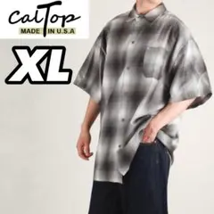 新品未使用 CALTOP キャルトップ 半袖チェックシャツ グレー XL