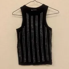 ZARA ラインストーン タンクトップ ブラックのサムネイル
