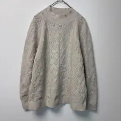 大きいサイズ ユニクロ 透かし編みニット モックネック
