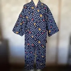 花柄紺色甚平 フリーサイズ