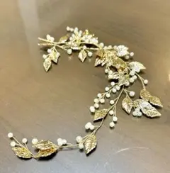 ウェディングヘッドドレス＆ピアスセット(小枝・パール)