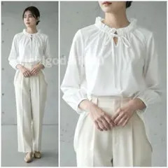 極美品 25ss ユナイテッドアローズ オーガンジーフリルリボンブラウス