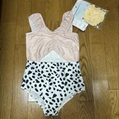 ワンピース水着 ピンク×ダルメシアン柄 120