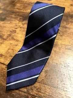 国産定番！高品質！HILTON ネクタイ ネイビーストライプ