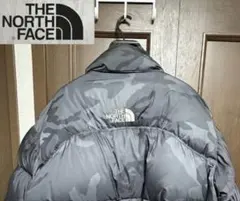 希少 ノースフェイス ヌプシ ダウン ジャケット XL センターロゴ グレー迷彩