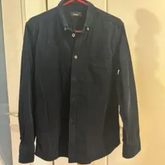 メンズLサイズ　コーデュロイシャツ　ネイビー紺色　暖かいボタンダウン