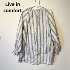 Live in comfort ストライプ柄 シャーリングネック 長袖ブラウスのサムネイル