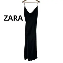 ZARA サテン カウルネック スリップドレス ワンピース XS ブラック 黒
