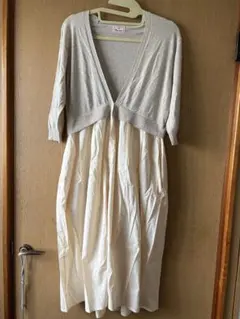 mao made マオメイド　リネンドッキングロングカーディガン　ワンピース