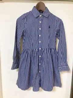 POLO Ralph Lauren 青✕白ストライプ長袖ワンピースsize7