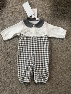 【新品/未使用品】ミッフィー チェック柄 ロンパース50〜70cm 綿100%