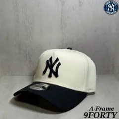 【海外限定】 ヤンキース 9FORTY ホワイト&ネイビー サイドパッチ ②