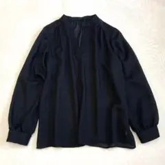 BEAUTY & YOUTH 長袖スキッパーブラウス ブラック