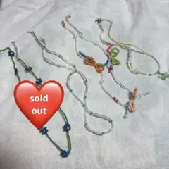 ハンドメイド　ビーズネックレス3点セット