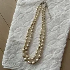 クリーム色のパール 2連ネックレス