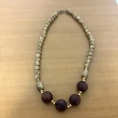 ウッド 木製 ネックレス 木製ビーズ アジアン アンティーク調