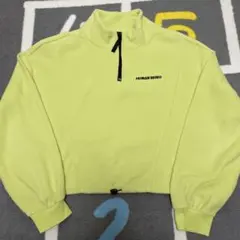 H&M DIVIDED 短丈 ハーフジップ フリース ライトグリーン Lのサムネイル