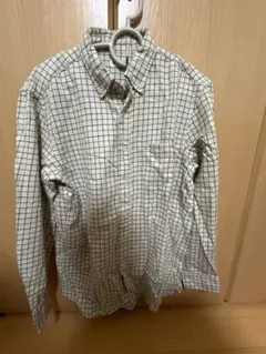 ユニクロ チェック柄長袖シャツ ホワイト系